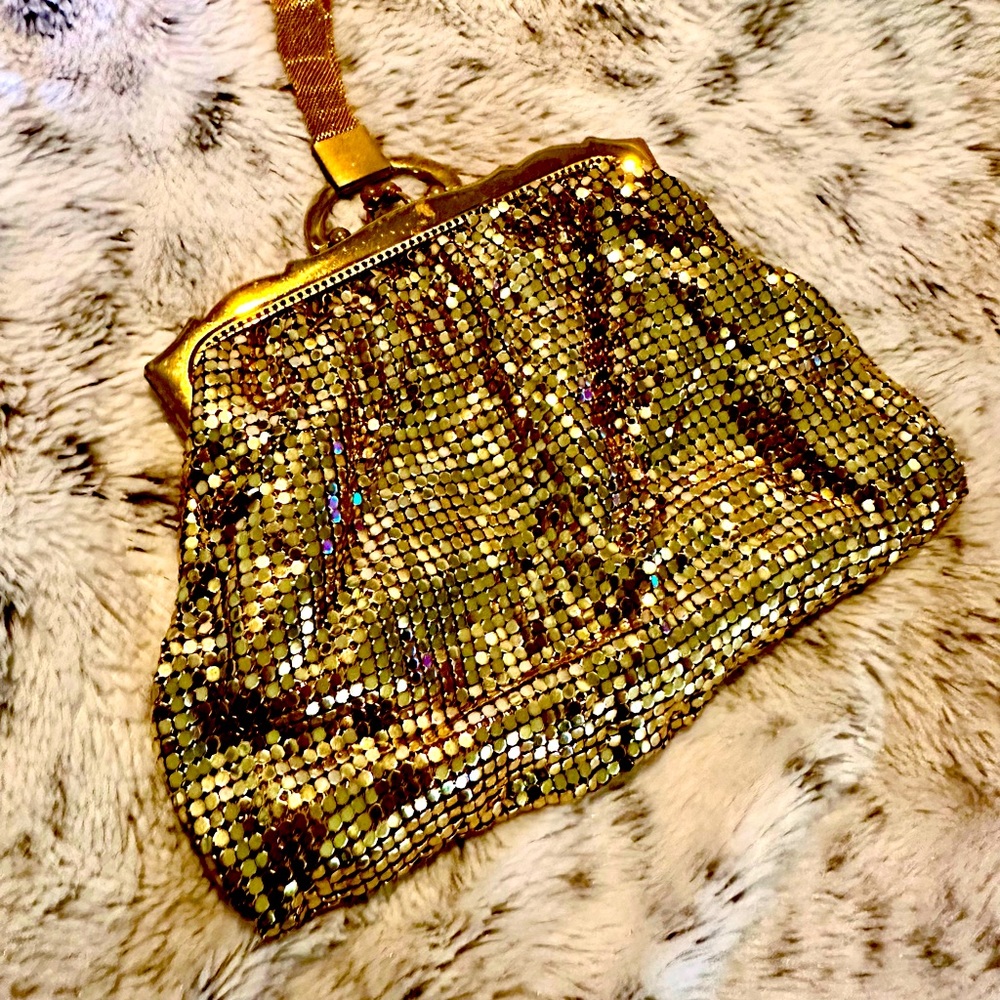 Gold sequin vintage clutch wristlet